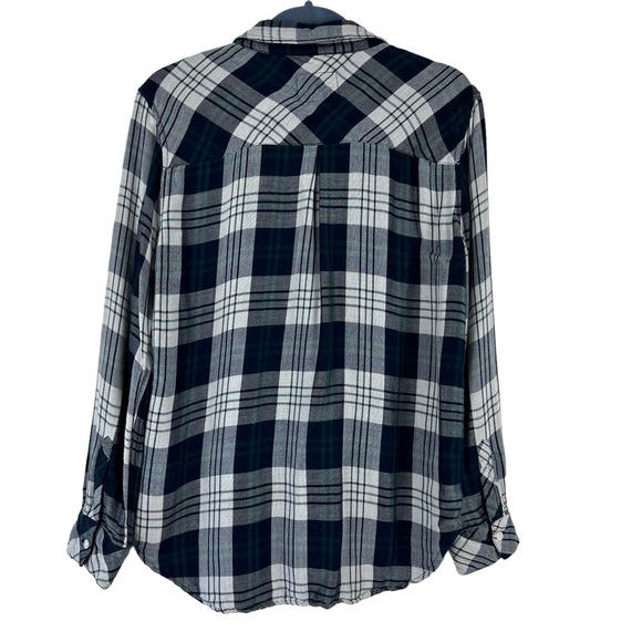 Rails Sz M Women's Kendra White Navy Forest Thick Lined Button Down Shirt - Picture 12 of 14